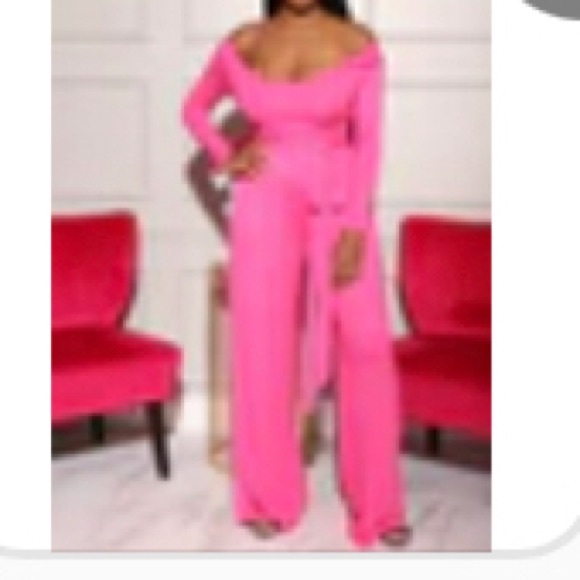 Soft serve wide legged pant set -Fuchsia - Picture 2 of 2